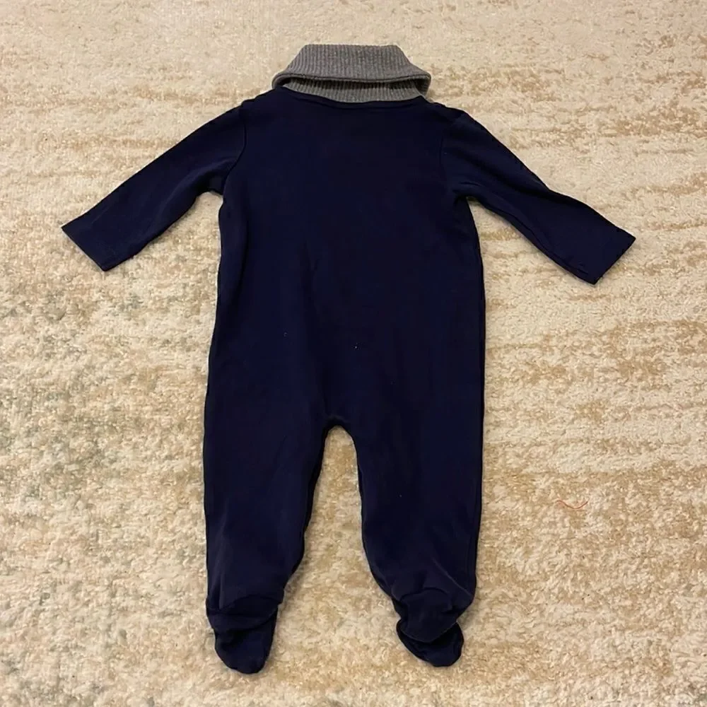 NWOT Miniclasix Navy Shawl Collar Footie Jumpsuit Romper Onesie 3 Months